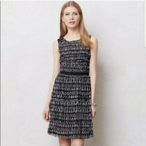 Anthropologie Postmark Floral Mesh Dress Black White Size XS
